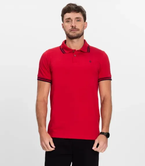 Polo masculina em Cotton Leve Diamentro Vermelho