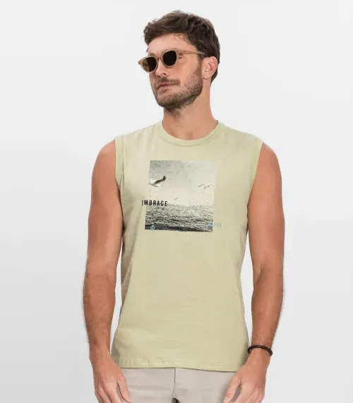 Regata Masculina Meia Malha Diametro Verde