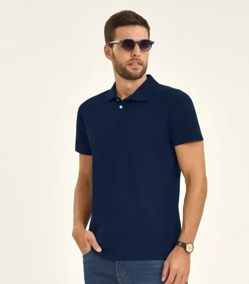 Camisa Polo Básica Masculina Diametro Azul