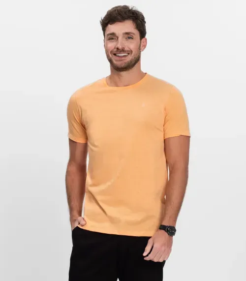 Camiseta Masculina Básica Meia Malha Diametro Laranja