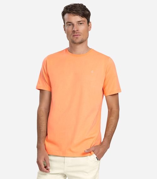 Camiseta Masculina Básica Meia Malha Diametro Laranja
