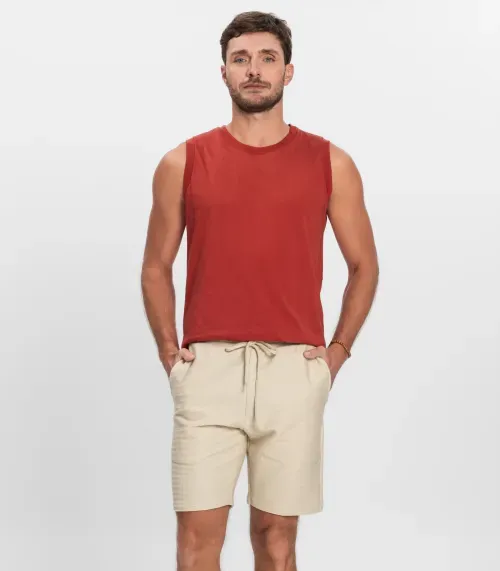 Bermuda Masculino de Moletinho Gorgurinho Diametro Bege