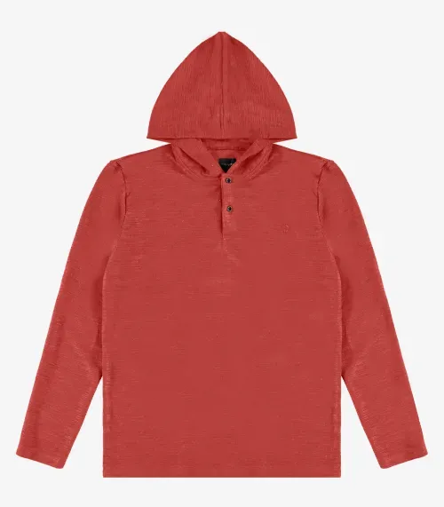 Camiseta Manga Longa Masculino Com Capuz Diametro Marrom