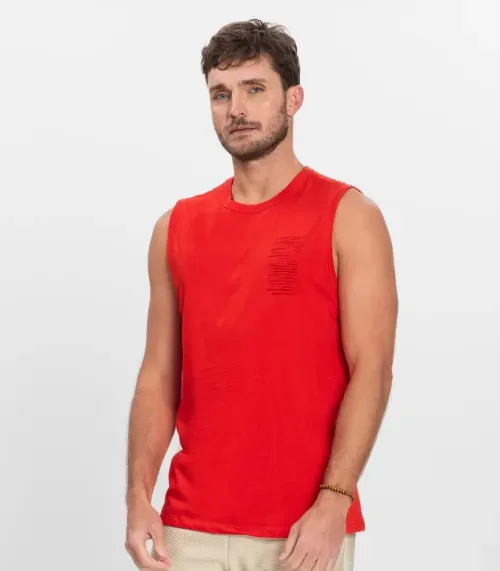 Regata Masculina Meia Malha Diametro Laranja