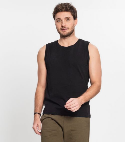 Regata Masculina Básica Meia Malha Diametro Preto