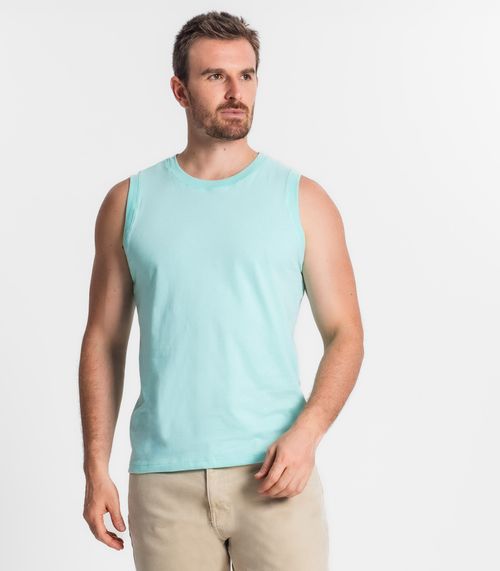 Regata Masculina Básica Meia Malha Diametro Azul