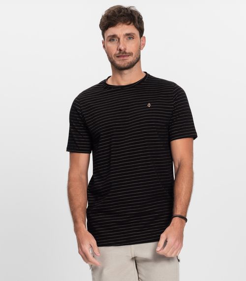 Camiseta Masculina Cotton Listrado Diametro Preto
