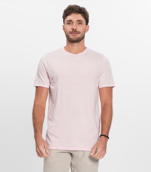 Camiseta Masculina Manga Curta Meia Malha Diametro Rosa