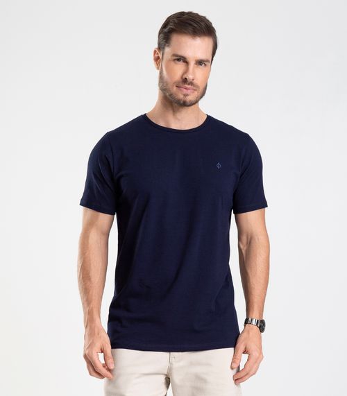 Camiseta Masculina Básica Meia Malha Diametro Azul