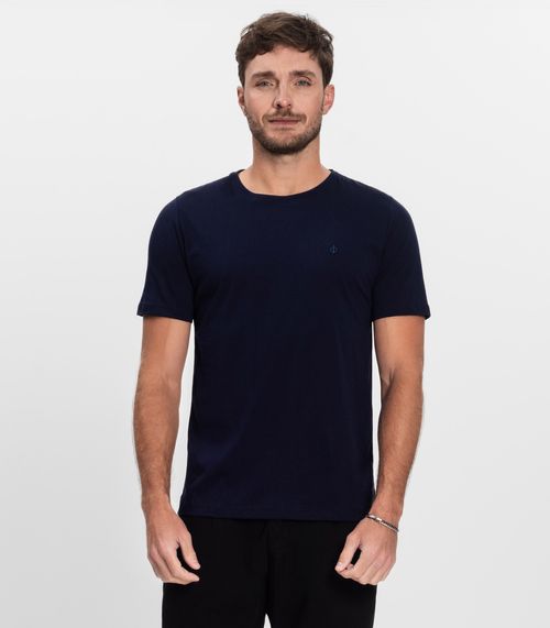 Camiseta Masculina Básica Meia Malha Diametro Azul
