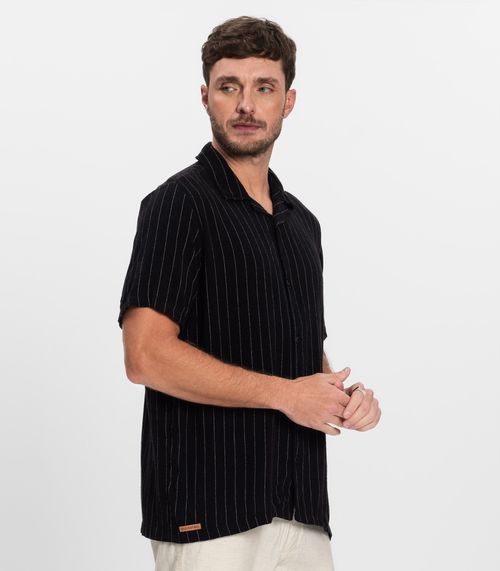 Camisa Masculina em Linho Diametro Preto