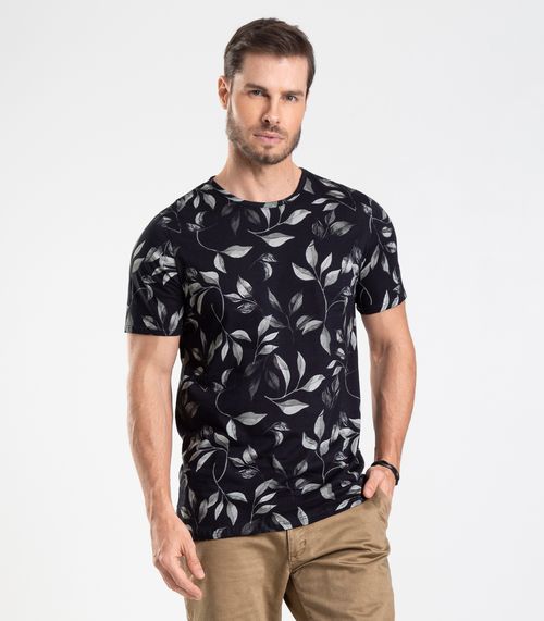 Camiseta em Meia Malha Masculina Diametro Preto