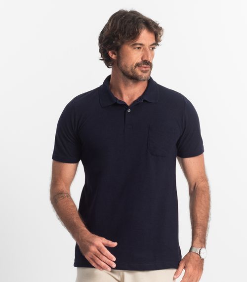 Polo Masculina Pique Diametro Azul