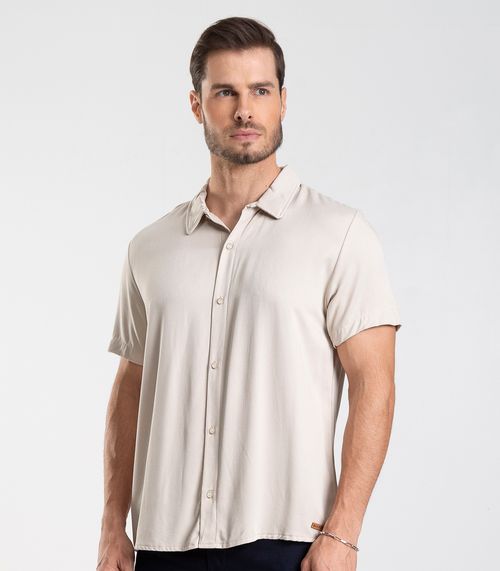 Camisa em Viscose Sarjada Masculina Diametro Bege