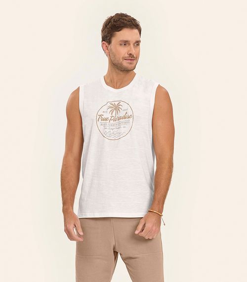 Regata em Meia Malha Masculino Diametro Bege