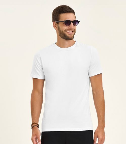 Camiseta Masculina Básica Meia Malha Diametro Branco
