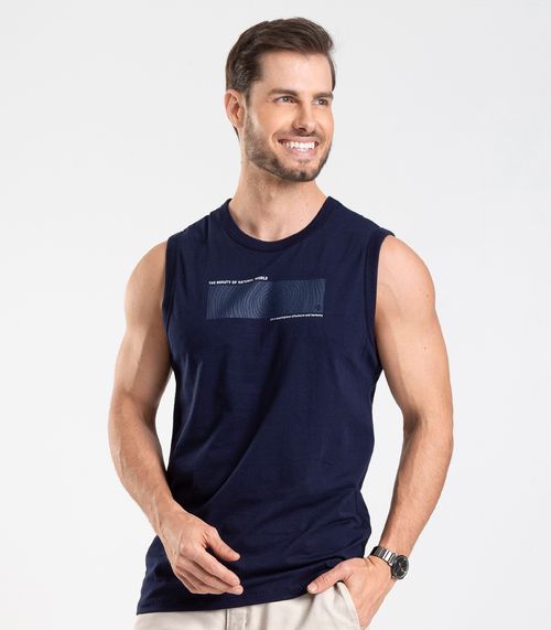 Regata Meia Malha Masculina Diametro Azul