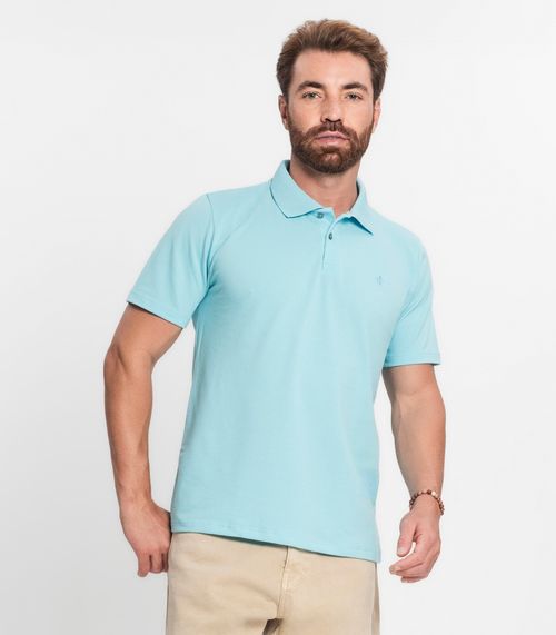 Camisa Polo Básica Masculina Diametro Azul
