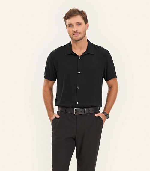 Camisa Viscose Dobby Masculina Diametro Preto