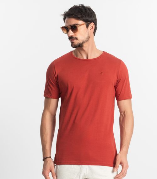 Camiseta Masculina Básica Meia Malha Diametro Vermelho