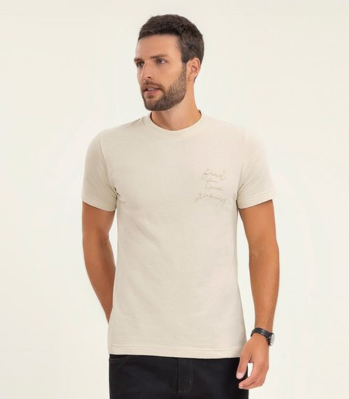 Camiseta Masculina Manga Curta Malhão Diametro Bege