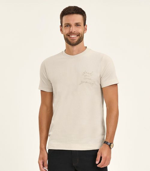 Camiseta Masculina Manga Curta Malhão Diametro Bege