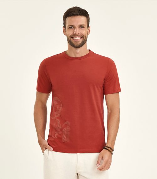 Camiseta Masculina Manga Curta Meia Malha Diametro Laranja