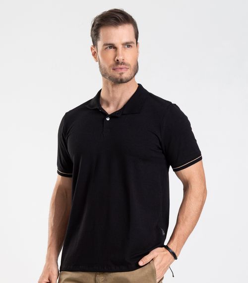 Polo em Cotton Leve Masculina Diametro Preto