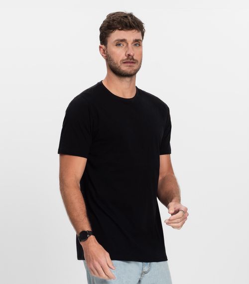 Camiseta Masculina Básica Meia Malha Diametro Preto