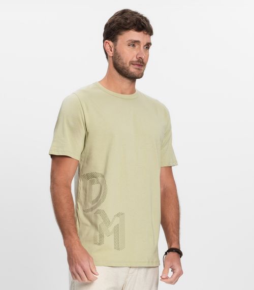 Camiseta Masculina Manga Curta Meia Malha Diametro Verde