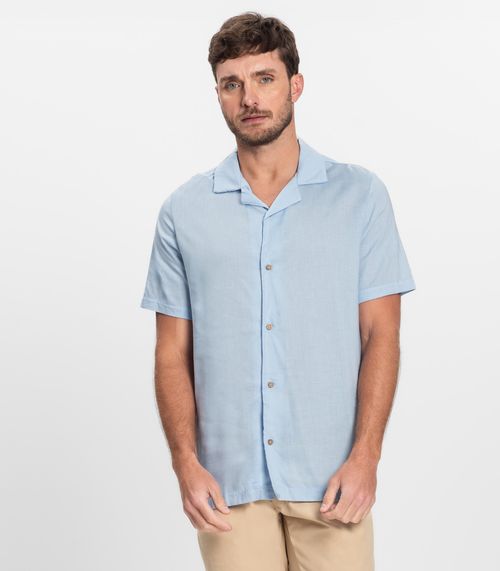 Camisa Em Viscolinho Masculina Diametro Azul
