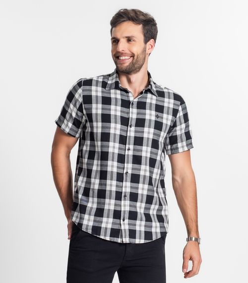 Camisa Masculina Xadrez Diametro Preto