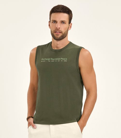 Regata Masculino em Meia Malha Diametro Verde