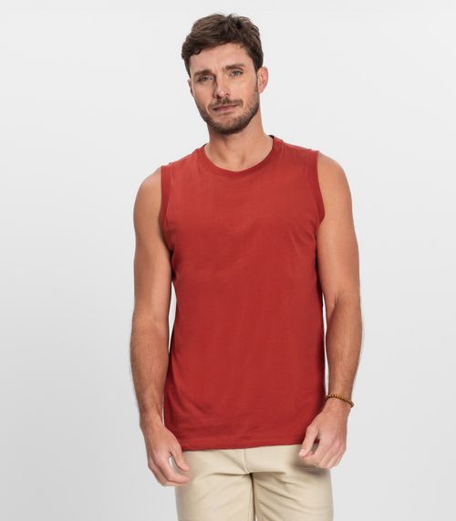 Regata Masculina Básica Meia Malha Diametro Vermelho