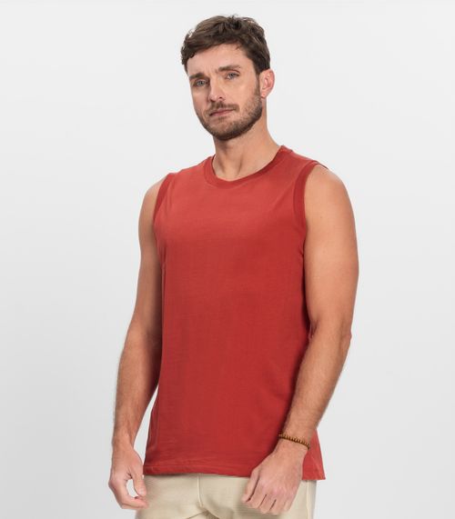 Regata Masculina Básica Meia Malha Diametro Vermelho