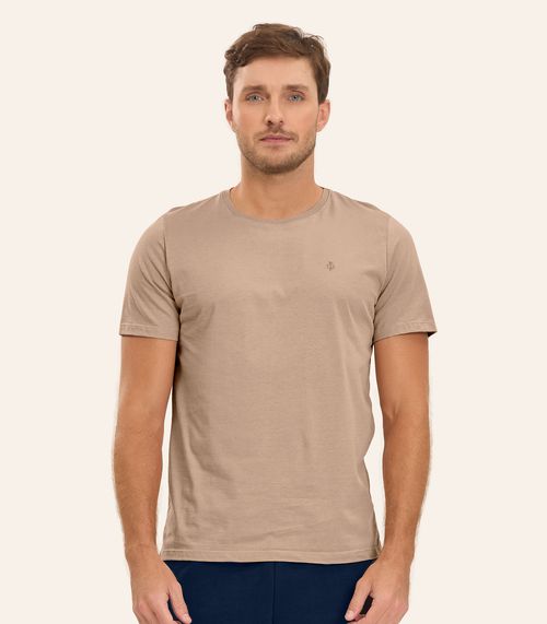 Camiseta Masculina Básica Meia Malha Diametro Marrom