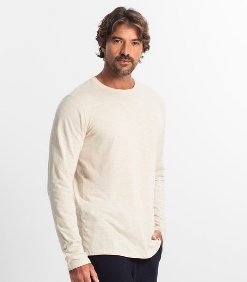 Camiseta Masculina Manga Longa Básica Diametro Bege