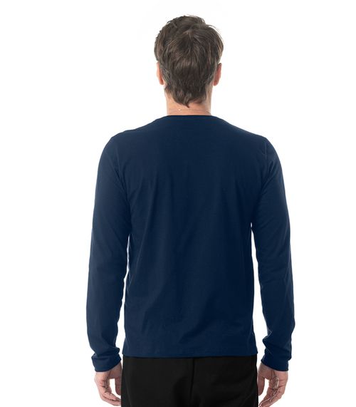 Camiseta Manga Longa Meia Malha Diametro Azul