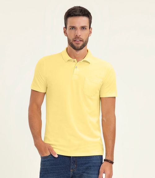 Polo Masculina Pique Duplo Diametro Amarelo