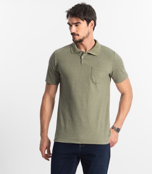 Polo Masculina Pique Duplo Diametro Verde