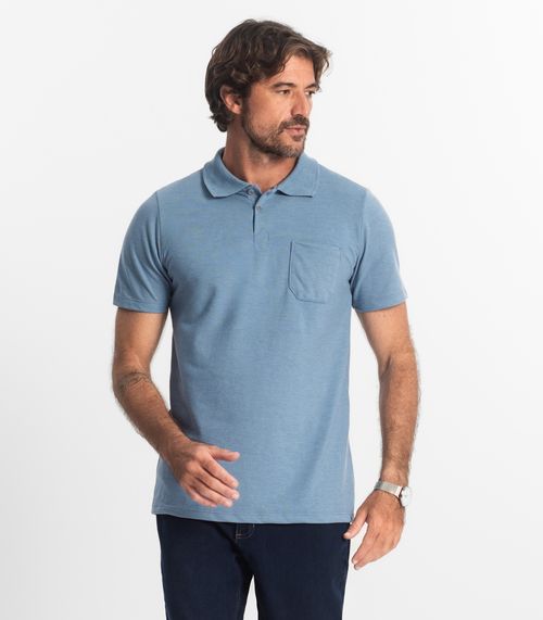 Polo Masculina Pique Duplo Diametro Azul