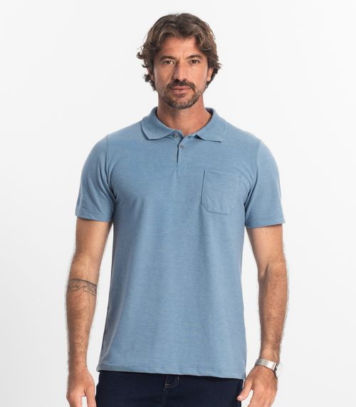 Polo Masculina Pique Duplo Diametro Azul