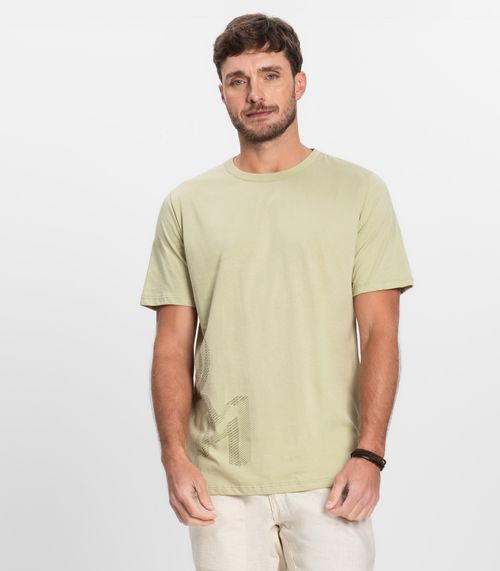 Camiseta Masculina Manga Curta Meia Malha Diametro Verde