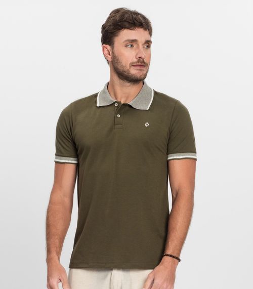 Polo Masculino Manga Curta Pique Duplo Diametro Verde