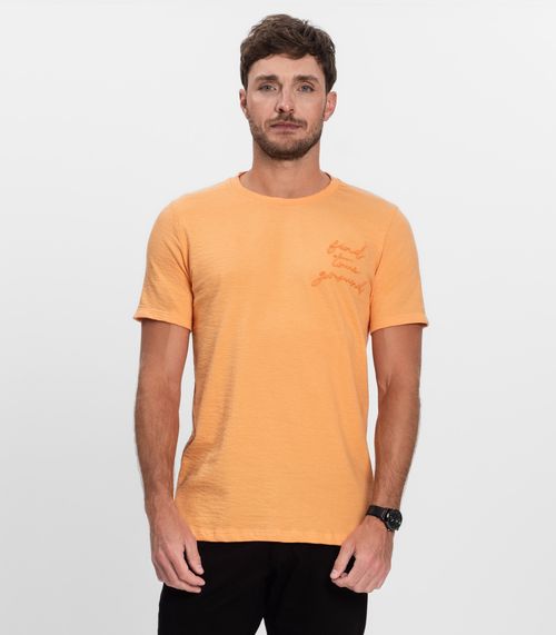 Camiseta Masculina Manga Curta Malhão Diametro Laranja