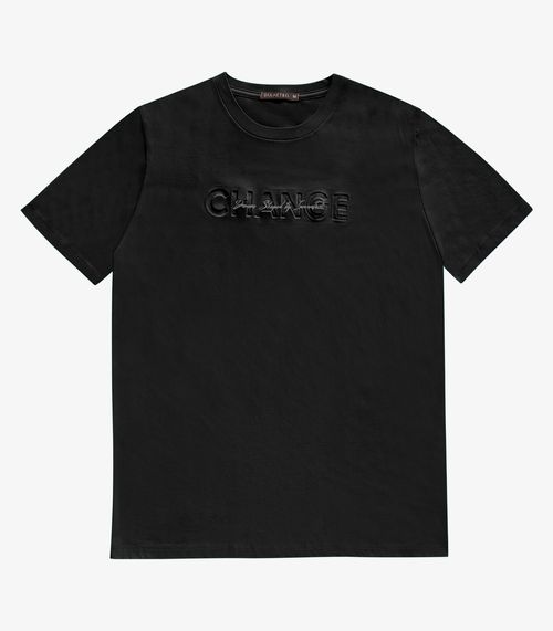 Camiseta Masculina Manga Curta Meia Malha Diametro Preto