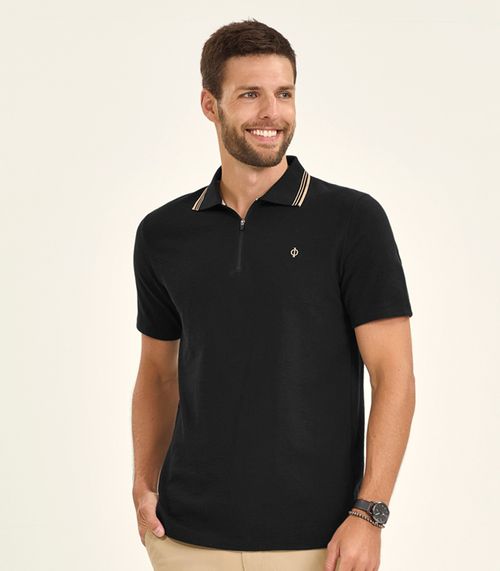 Polo Masculino Manga Curta Malhão Fruit Diametro Preto