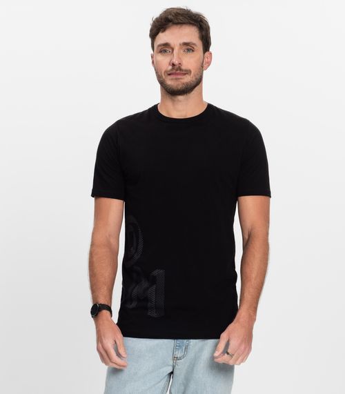 Camiseta Masculina Manga Curta Meia Malha Diametro Preto