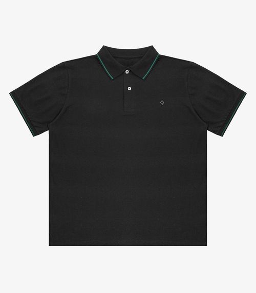 Polo Piquet Masculina Diametro Preto