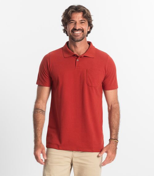 Polo Masculina Pique Duplo Diametro Vermelho